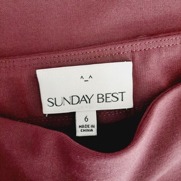 Aritzia SUNDAY BEST Mini Skirt Exposed Zip Burgundy Red Sz 6 - Picture 5 of 6